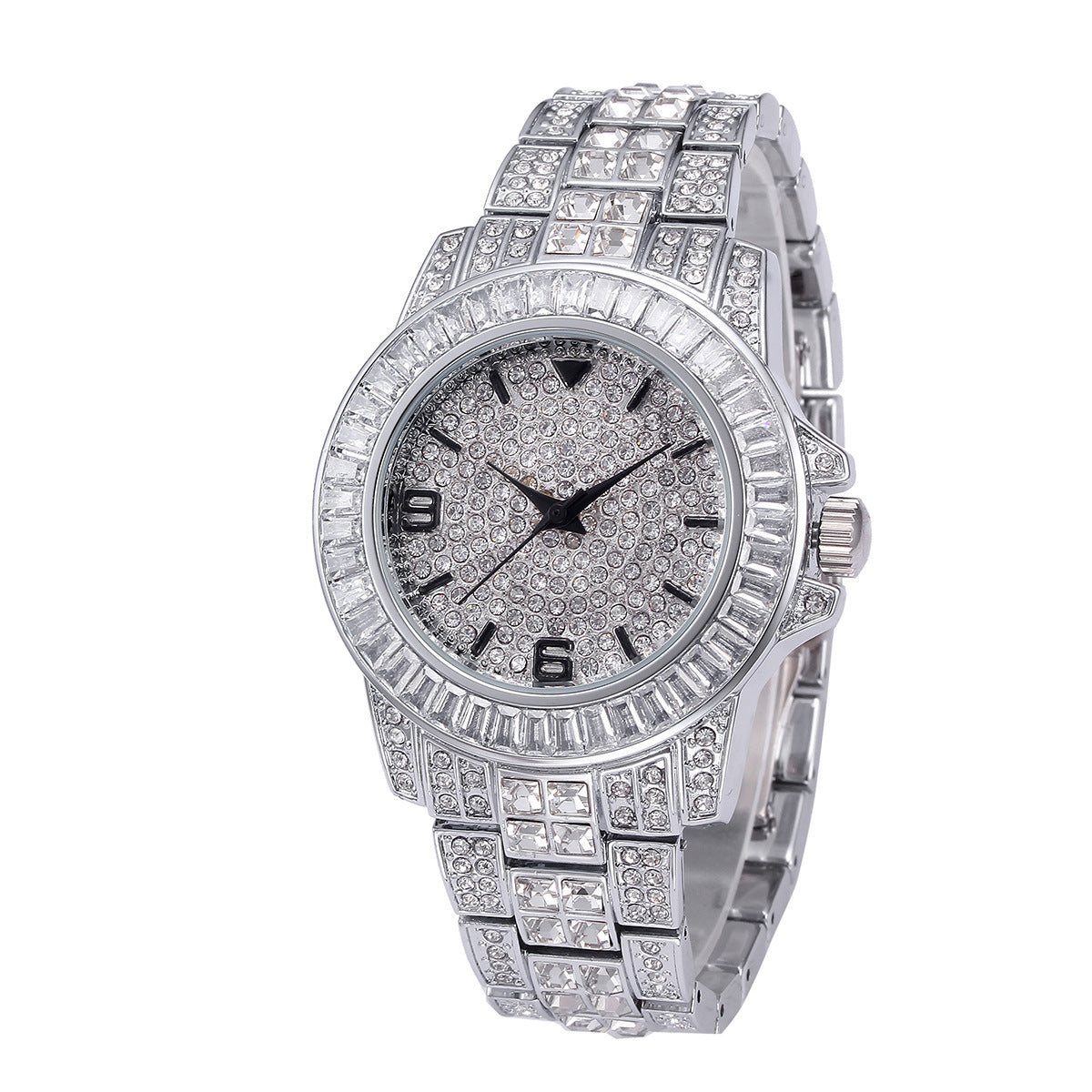 Stainless steel waterproof full diamond watch - Krystle Treasures