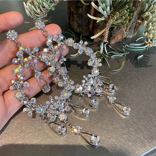 Luxury Baroque Diamond Earrings Large Elegant Design – Krystle Treasures