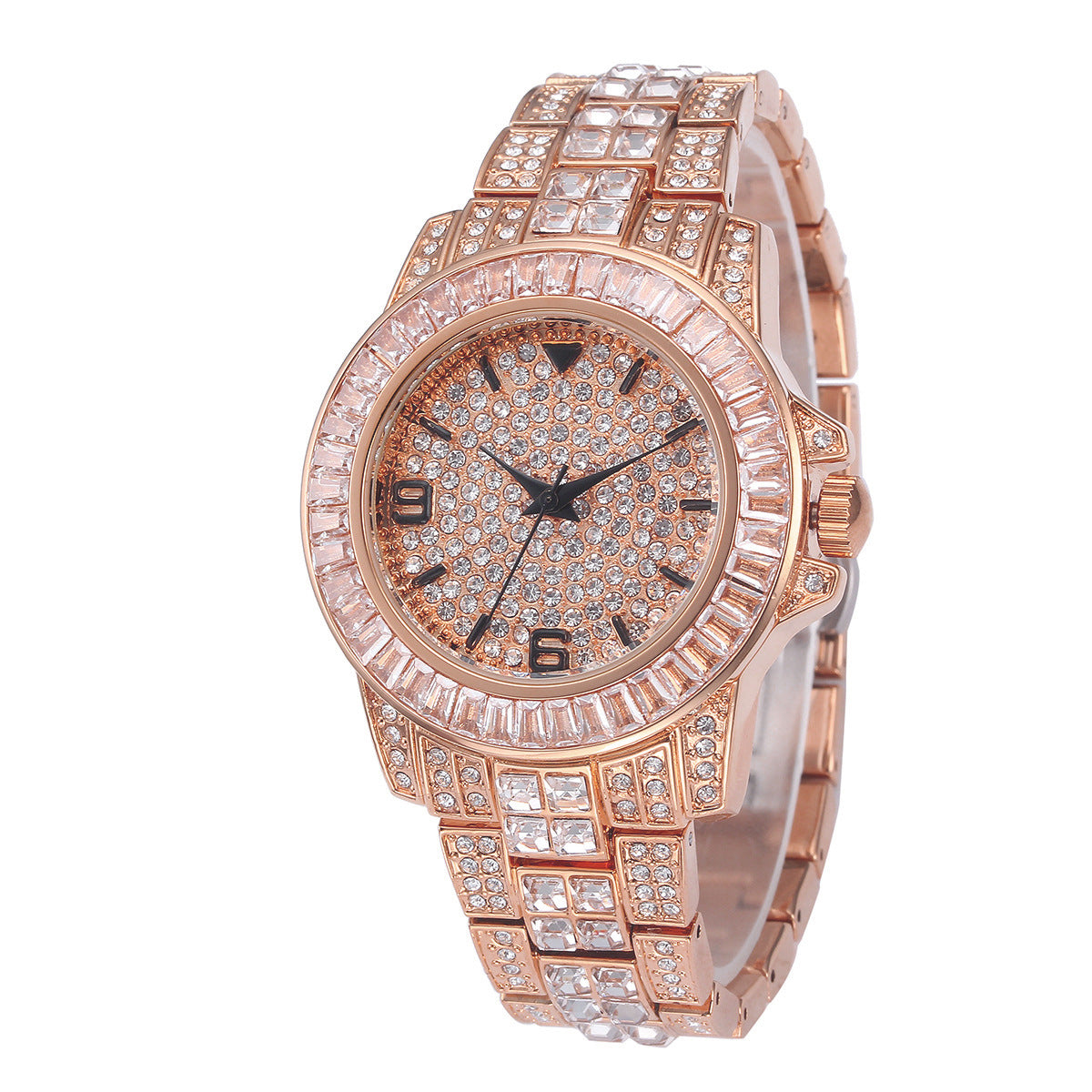 Stainless steel waterproof full diamond watch - Krystle Treasures