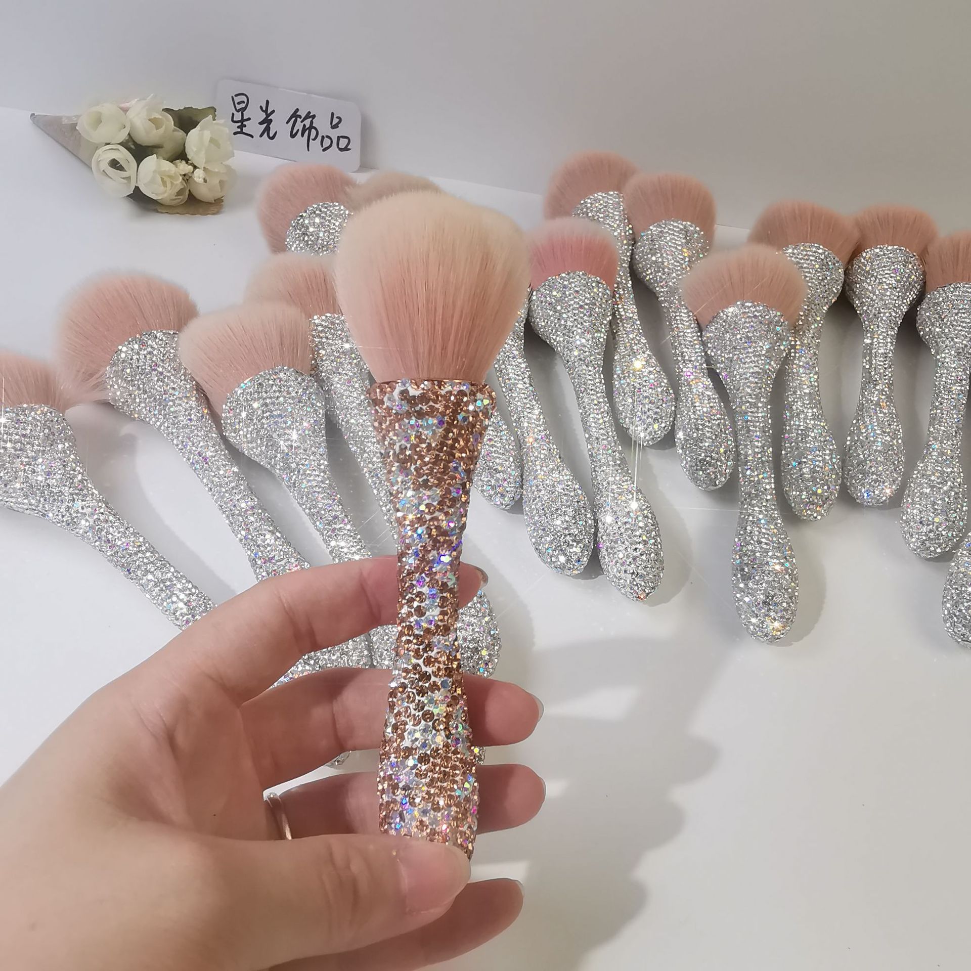 Diamond-Encrusted Makeup Brush - Krystle Treasures