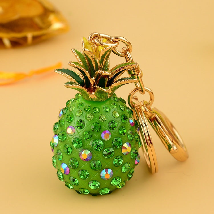 Female Car Keychain Cute Full Diamond Pineapple - Krystle Treasures