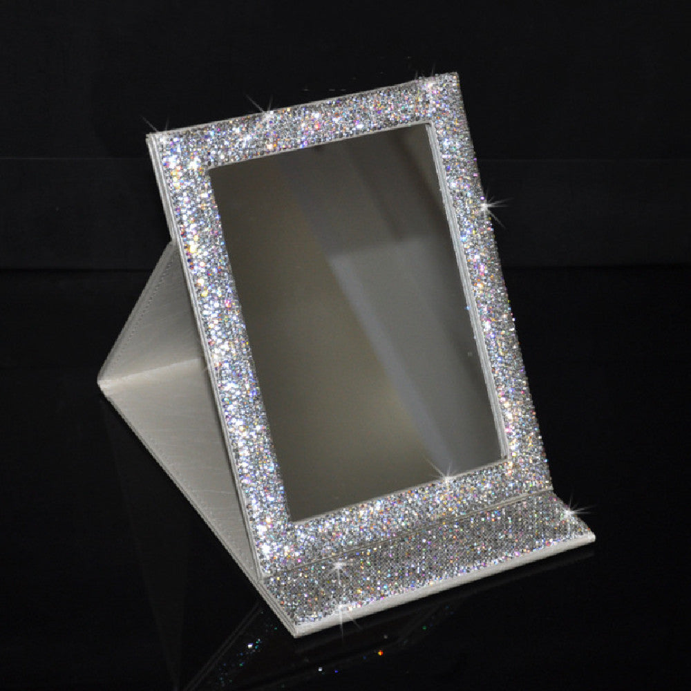 Diamond-Encrusted Makeup Folding Mirror - Krystle Treasures