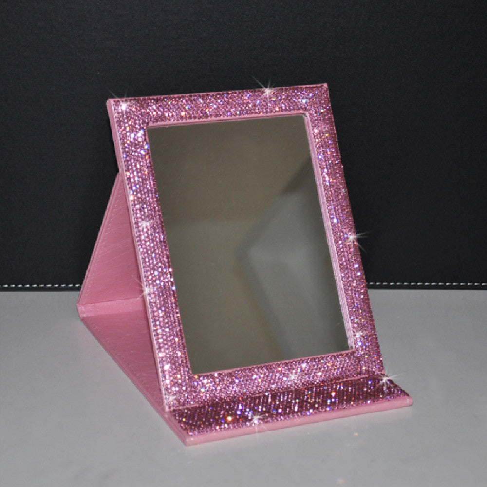 Diamond-Encrusted Makeup Folding Mirror - Krystle Treasures