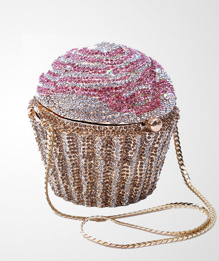 Small Cake Ice Cream Full Diamond Bag Metal Diamond Banquet Female - Krystle Treasures