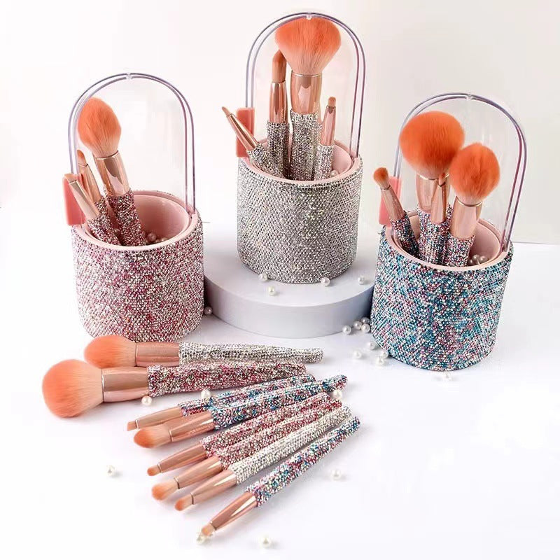 Diamond-Embedded Makeup Brush Set - Krystle Treasures