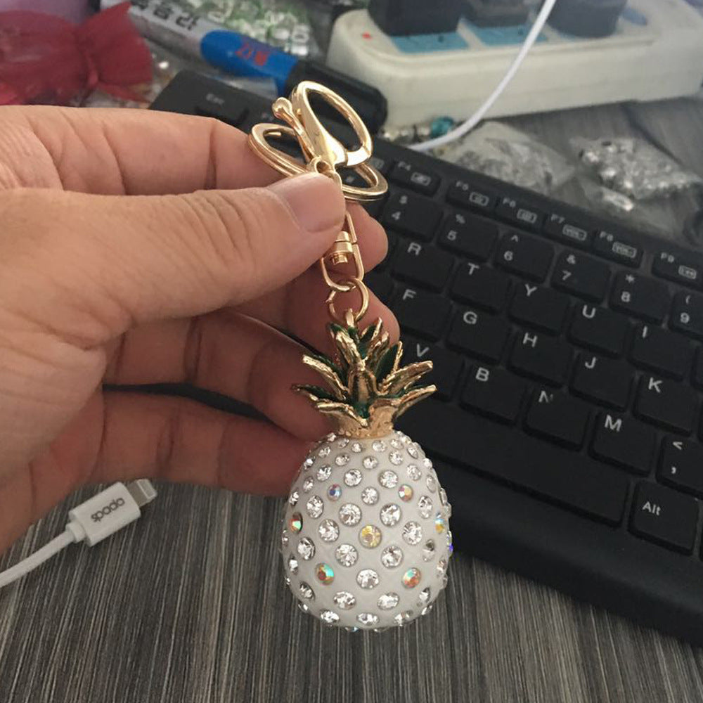 Female Car Keychain Cute Full Diamond Pineapple - Krystle Treasures