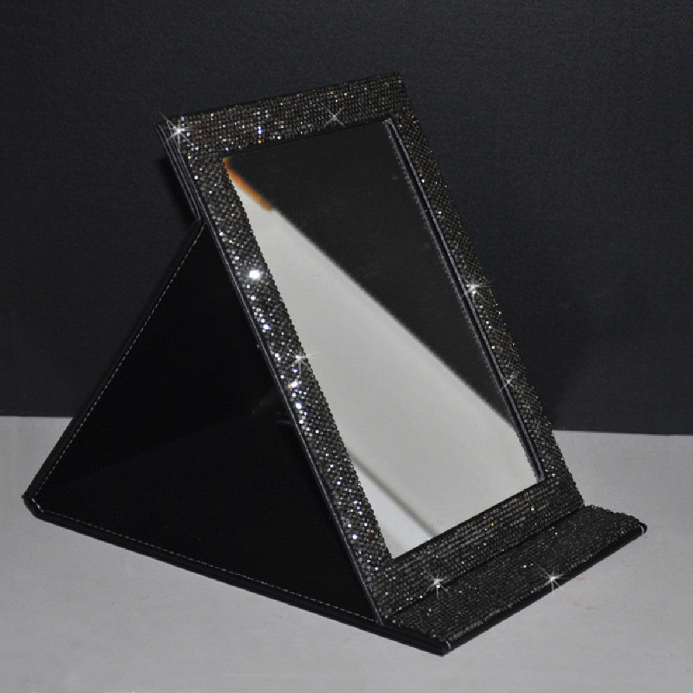 Diamond-Encrusted Makeup Folding Mirror - Krystle Treasures