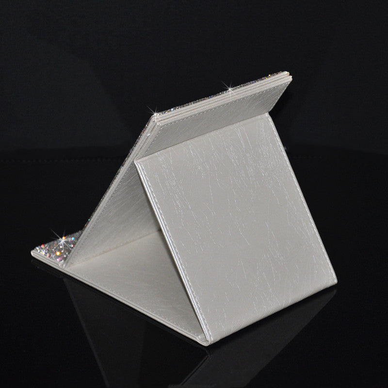 Diamond-Encrusted Makeup Folding Mirror - Krystle Treasures