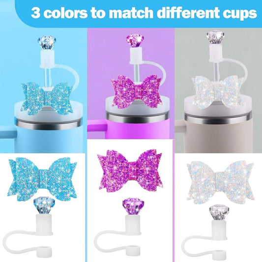 Bow Diamond Straw Cup Decorative Fashion Personality All-match - Krystle Treasures