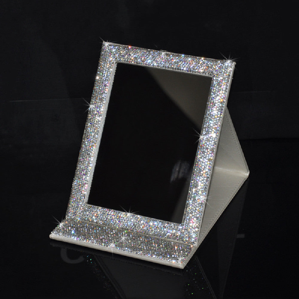 Diamond-Encrusted Makeup Folding Mirror - Krystle Treasures