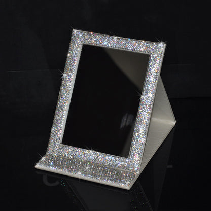 Diamond-Encrusted Makeup Folding Mirror - Krystle Treasures